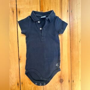 Petit Bateau Navy Blue Polo Baby Onesie